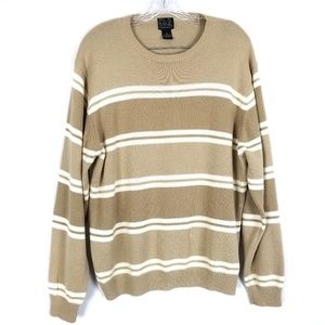 JOS A BANK Tan and White Striped Sweater 100% Cotton